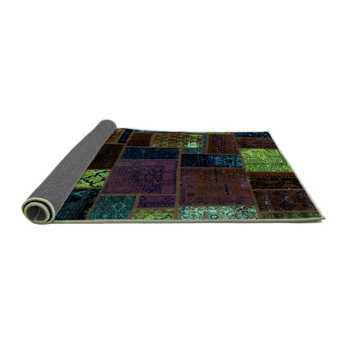 Sideview of Patchwork Turquoise Transitional Rug, abs2004turq