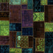 Square Patchwork Turquoise Transitional Rug, abs2004turq