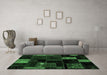 Machine Washable Patchwork Emerald Green Transitional Area Rugs in a Living Room,, wshabs2004emgrn