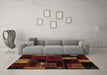 Machine Washable Patchwork Brown Transitional Rug in a Living Room,, wshabs2004brn