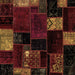Square Machine Washable Patchwork Brown Transitional Rug, wshabs2004brn