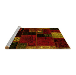 Sideview of Machine Washable Patchwork Yellow Transitional Rug, wshabs2004yw