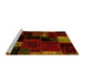 Sideview of Machine Washable Patchwork Yellow Transitional Rug, wshabs2004yw