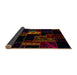 Sideview of Abstract Red Brown Patchwork Rug, abs2005