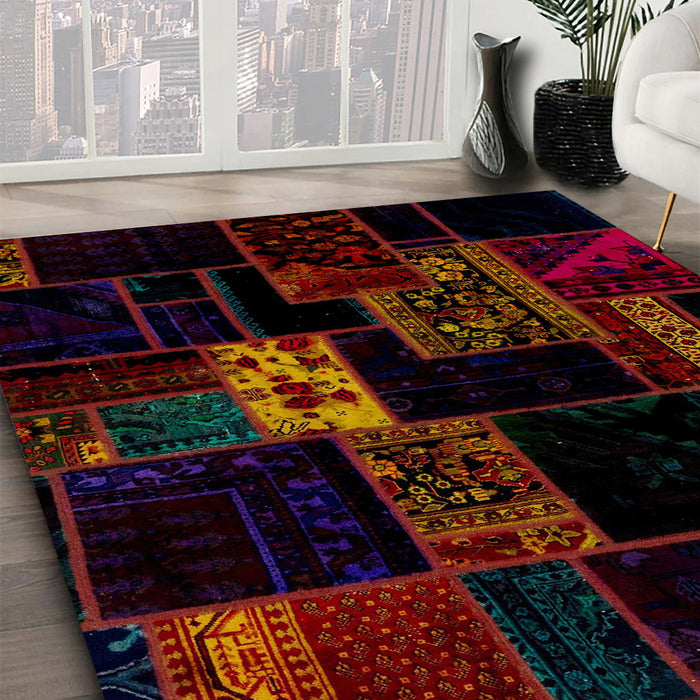 Machine Washable Abstract Red Brown Rug in a Family Room, wshabs2005