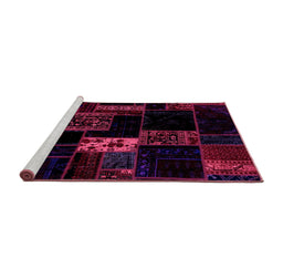 Sideview of Machine Washable Patchwork Pink Transitional Rug, wshabs2005pnk