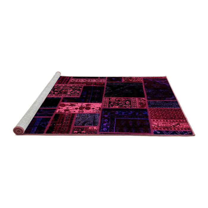 Sideview of Machine Washable Patchwork Pink Transitional Rug, wshabs2005pnk