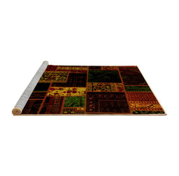 Sideview of Machine Washable Patchwork Yellow Transitional Rug, wshabs2005yw