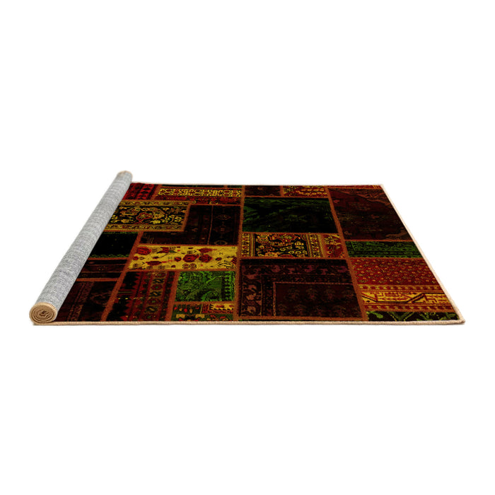 Sideview of Machine Washable Patchwork Yellow Transitional Rug, wshabs2005yw