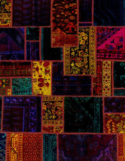 Abstract Red Brown Patchwork Rug, abs2005