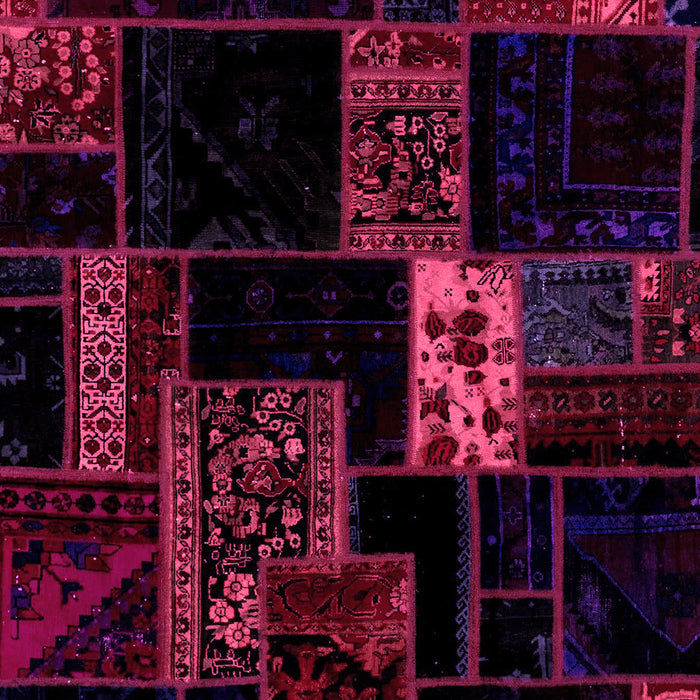 Machine Washable Patchwork Pink Transitional Rug, wshabs2005pnk