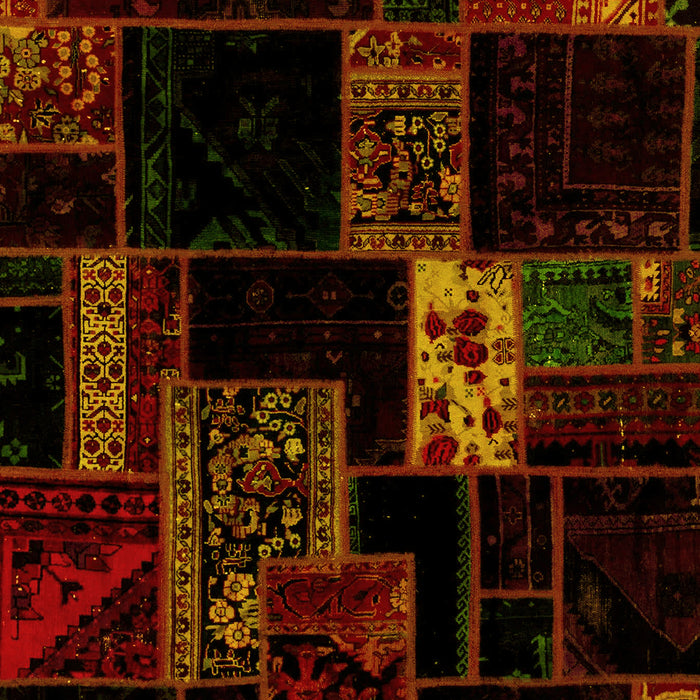 Machine Washable Patchwork Yellow Transitional Rug, wshabs2005yw