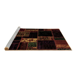 Sideview of Machine Washable Patchwork Brown Transitional Rug, wshabs2005brn