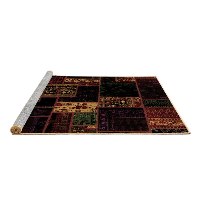 Sideview of Machine Washable Patchwork Brown Transitional Rug, wshabs2005brn
