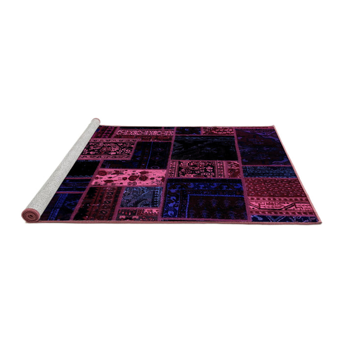 Sideview of Machine Washable Patchwork Purple Transitional Area Rugs, wshabs2005pur