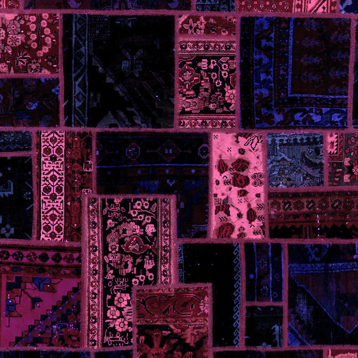 Machine Washable Patchwork Purple Transitional Area Rugs, wshabs2005pur