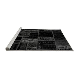 Sideview of Machine Washable Patchwork Gray Transitional Rug, wshabs2005gry