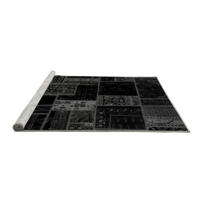Sideview of Machine Washable Patchwork Gray Transitional Rug, wshabs2005gry