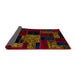 Sideview of Abstract Dark Brown Patchwork Rug, abs2006