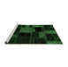 Sideview of Machine Washable Patchwork Emerald Green Transitional Area Rugs, wshabs2006emgrn