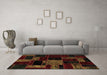 Machine Washable Patchwork Brown Transitional Rug in a Living Room,, wshabs2006brn