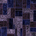 Square Machine Washable Patchwork Blue Transitional Rug, wshabs2006blu