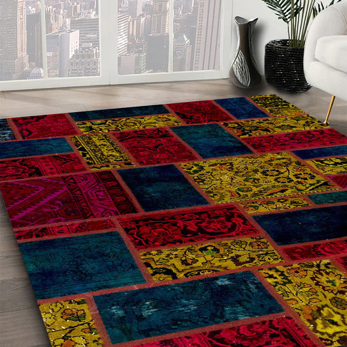 Machine Washable Abstract Dark Brown Rug in a Family Room, wshabs2006