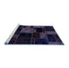 Sideview of Machine Washable Patchwork Blue Transitional Rug, wshabs2006blu