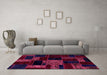 Machine Washable Patchwork Pink Transitional Rug in a Living Room, wshabs2006pnk
