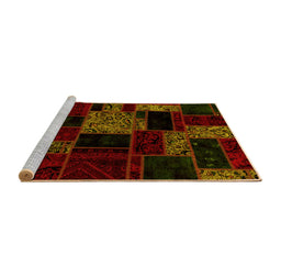 Sideview of Machine Washable Patchwork Yellow Transitional Rug, wshabs2006yw
