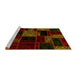 Sideview of Machine Washable Patchwork Yellow Transitional Rug, wshabs2006yw