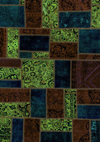 Patchwork Turquoise Transitional Rug, abs2006turq