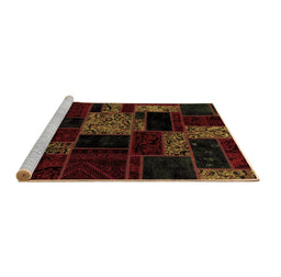Sideview of Machine Washable Patchwork Brown Transitional Rug, wshabs2006brn