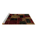 Sideview of Machine Washable Patchwork Brown Transitional Rug, wshabs2006brn