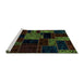 Sideview of Machine Washable Patchwork Turquoise Transitional Area Rugs, wshabs2006turq