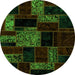 Round Patchwork Green Transitional Rug, abs2006grn