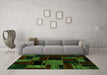 Machine Washable Patchwork Green Transitional Area Rugs in a Living Room,, wshabs2006grn