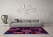 Machine Washable Patchwork Purple Transitional Area Rugs in a Living Room, wshabs2006pur