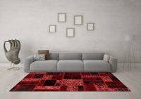 Machine Washable Patchwork Red Transitional Rug, wshabs2006red