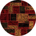 Round Machine Washable Patchwork Orange Transitional Area Rugs, wshabs2006org