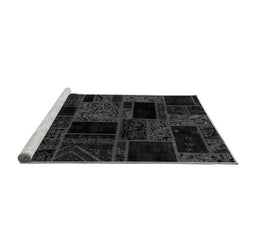 Sideview of Machine Washable Patchwork Gray Transitional Rug, wshabs2006gry