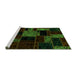 Sideview of Machine Washable Patchwork Green Transitional Area Rugs, wshabs2006grn