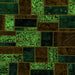 Square Patchwork Green Transitional Rug, abs2006grn