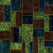 Square Patchwork Turquoise Transitional Rug, abs2006turq