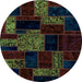 Round Patchwork Light Blue Transitional Rug, abs2006lblu