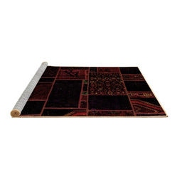 Sideview of Machine Washable Patchwork Brown Transitional Rug, wshabs2007brn