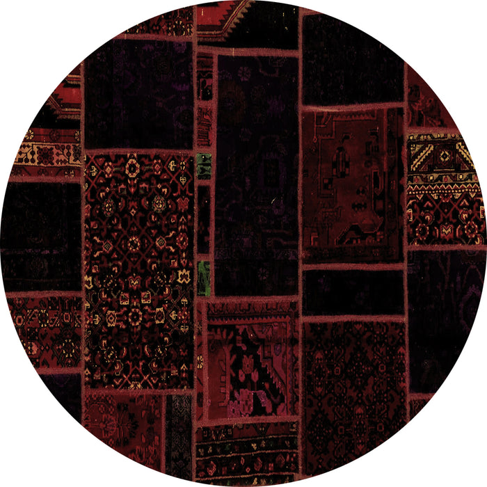 Round Patchwork Brown Transitional Rug, abs2007brn