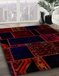 Abstract Red Patchwork Rug, abs2007