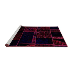 Sideview of Machine Washable Patchwork Pink Transitional Rug, wshabs2007pnk