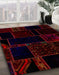 Abstract Red Patchwork Rug in Family Room, abs2007